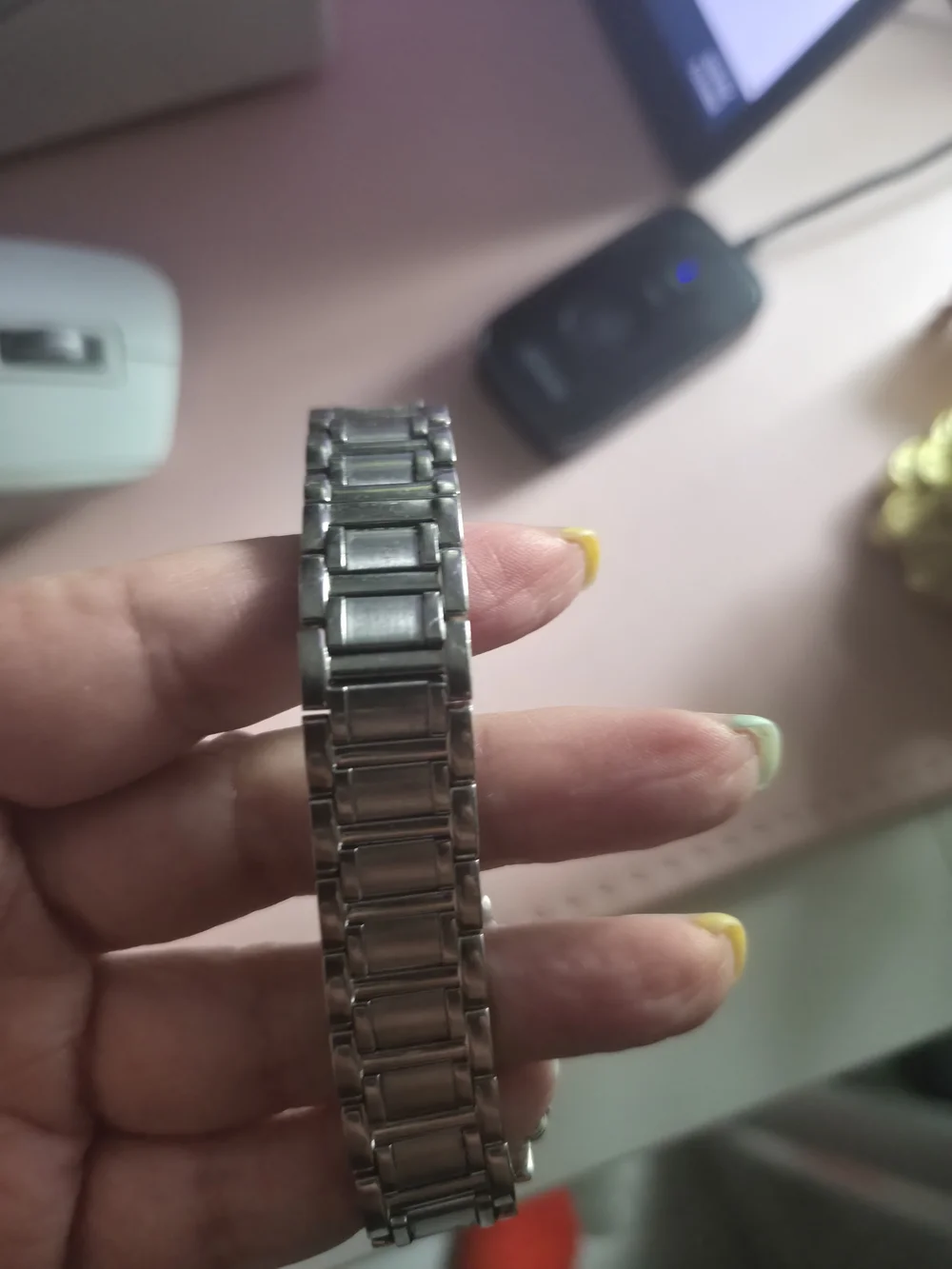 Bulova Silver and Steel Square-Back Bracelet Watch